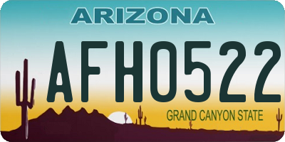 AZ license plate AFH0522