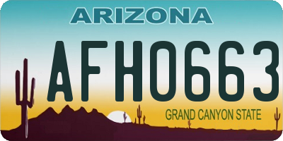 AZ license plate AFH0663
