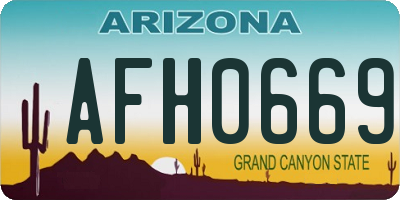 AZ license plate AFH0669