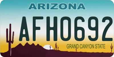 AZ license plate AFH0692