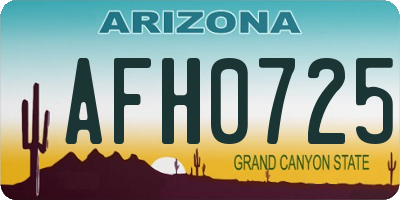 AZ license plate AFH0725