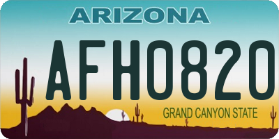 AZ license plate AFH0820