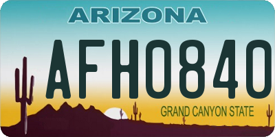 AZ license plate AFH0840