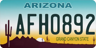AZ license plate AFH0892
