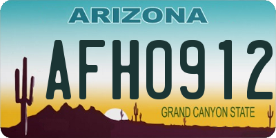 AZ license plate AFH0912