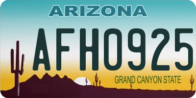 AZ license plate AFH0925