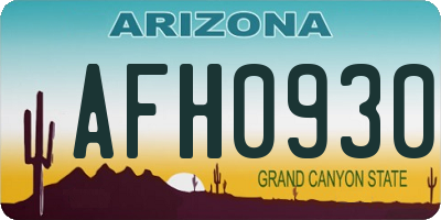 AZ license plate AFH0930
