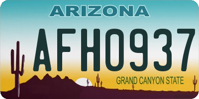 AZ license plate AFH0937