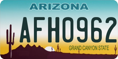AZ license plate AFH0962