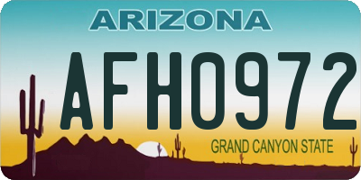 AZ license plate AFH0972