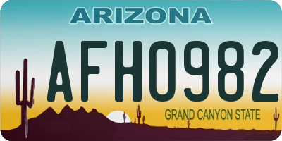 AZ license plate AFH0982