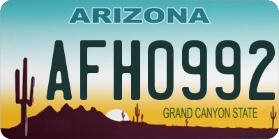 AZ license plate AFH0992