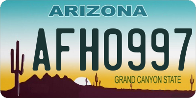 AZ license plate AFH0997