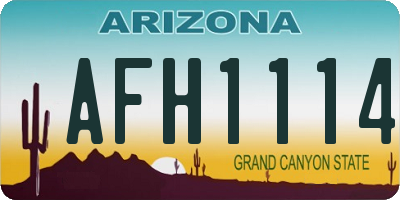 AZ license plate AFH1114
