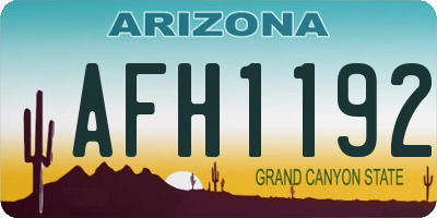 AZ license plate AFH1192