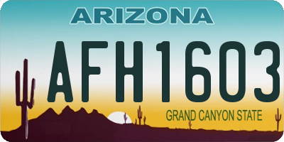 AZ license plate AFH1603