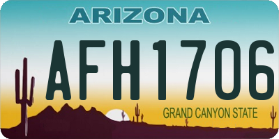 AZ license plate AFH1706