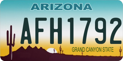 AZ license plate AFH1792