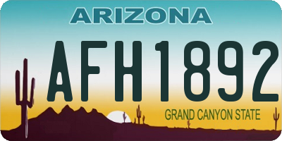 AZ license plate AFH1892