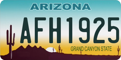 AZ license plate AFH1925
