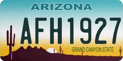 AZ license plate AFH1927