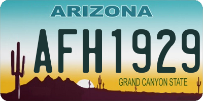 AZ license plate AFH1929