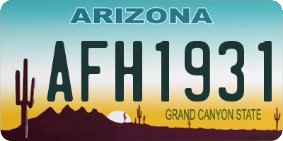 AZ license plate AFH1931