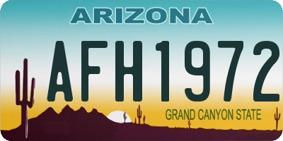 AZ license plate AFH1972