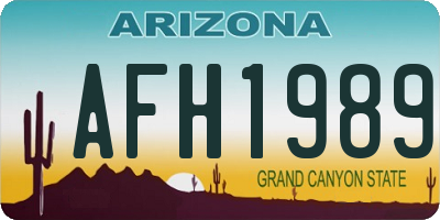 AZ license plate AFH1989