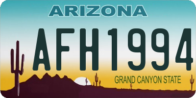 AZ license plate AFH1994
