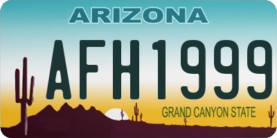 AZ license plate AFH1999