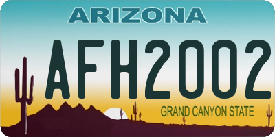 AZ license plate AFH2002