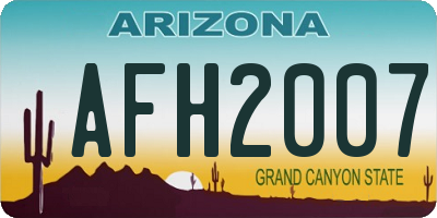 AZ license plate AFH2007
