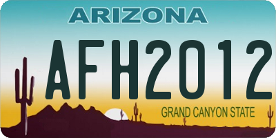 AZ license plate AFH2012