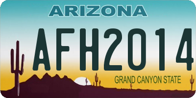 AZ license plate AFH2014