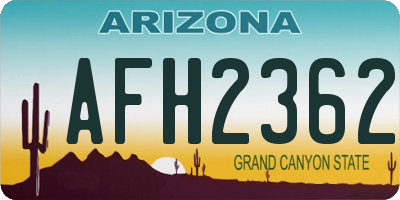 AZ license plate AFH2362