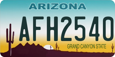 AZ license plate AFH2540