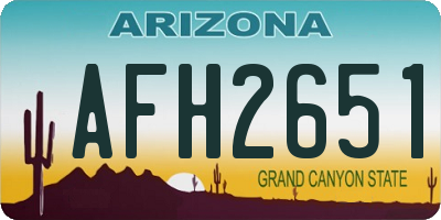AZ license plate AFH2651