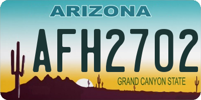 AZ license plate AFH2702