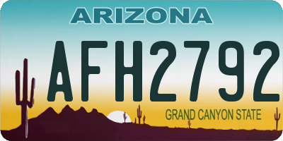 AZ license plate AFH2792
