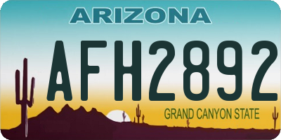 AZ license plate AFH2892