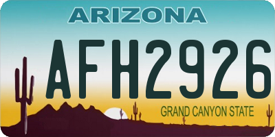 AZ license plate AFH2926