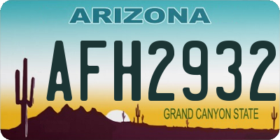 AZ license plate AFH2932