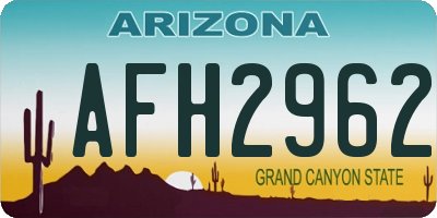 AZ license plate AFH2962