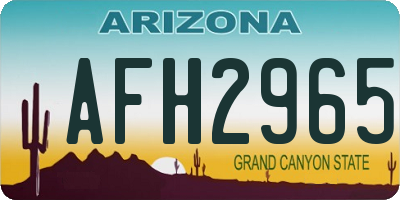 AZ license plate AFH2965