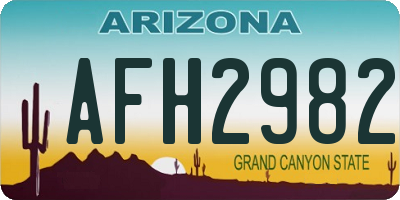 AZ license plate AFH2982