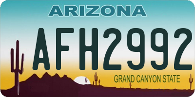 AZ license plate AFH2992
