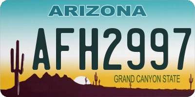 AZ license plate AFH2997