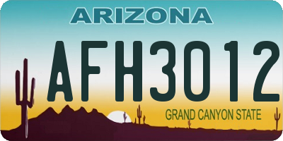 AZ license plate AFH3012