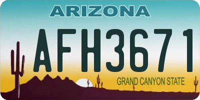 AZ license plate AFH3671